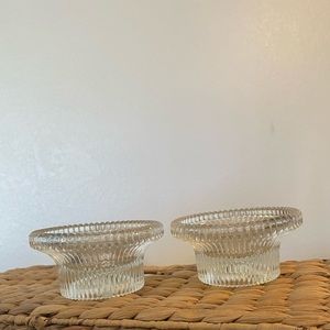 Vintage Clear Molded Ribbed Candle Holder